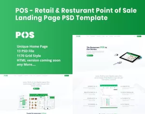 Retail & Resturant Point of Sale Landing PSD PSD Template