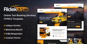Ridek - Online Taxi Booking Service HTML5 Template
