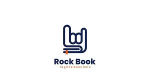 Rock Book Line Art Logo Style