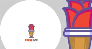 Rose ice cream mascot logo