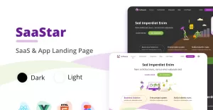 Saastar - SaaS- en app-bestemmingspagina met React Vue HTML- en Figma-sjabloon
