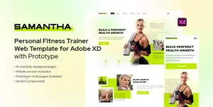 Samantha - Personal Fitness Trainer Template for Adobe XD