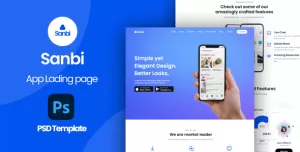 Sanbi - App Landing Page PSD Template