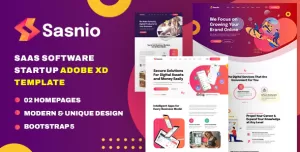 Sasnio  Saas Software Startup & Landing Page Adobe XD Template