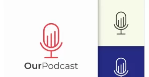 Simple Mic Logo Represent Record or Audio for Podcast