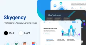 Skygency - React Vue HTML e Figma Agency Modelo de Landing Page Corporativa