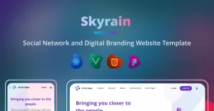Skyrain - Rede Social e Branding Digital HTML React Vue e Modelo Figma