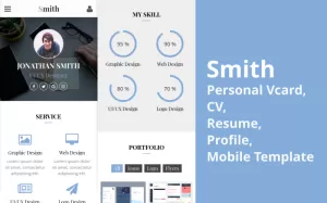 Smith - Personal vCard, CV, Resume, Profile Mobile Template