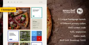 Sous Chef — Recipe, Culinary, Cooking  template for blog/website