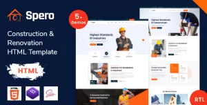 Spero - Construction & Renovation Bootstrap Template With eCommerce Shop