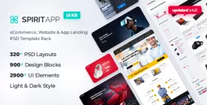 SpiritApp - eCommerce, Website & App Landing Page PSD Template Pack