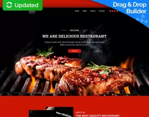 Steakon - Sjabloon voor bestemmingspaginas voor BBQ Restaurant MotoCMS 3