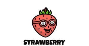 Strawberry Mascot Cartoon Logo