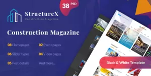 StructureX - Minimal Construction Magazine PSD Template