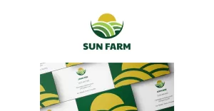 Sun Farm Logo Design and Business Card - TemplateMonster