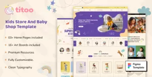 Titoo - Children, Baby & Kids Shop, Fashion eCommerce Store Figma Template