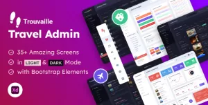Travel Admin  Travel and Holiday Admin Web App Dashboard Adobe XD Template