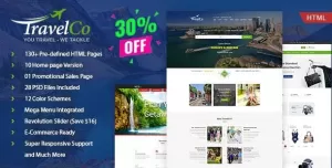 Travel Co: Tourism, Tour and Hotel booking HTML5 Template