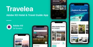 Travelea - Adobe XD Hotel & Travel Guide App