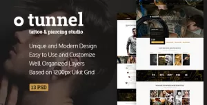 Tunnel — Modern Tattoo and Piercing Studio PSD Template