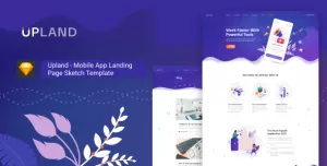 Upland - Mobile App Landing Page Sketch Template