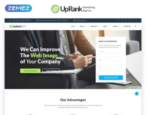 UpRank - Stijlvolle websitesjabloon voor meerdere paginas van een marketingbureau