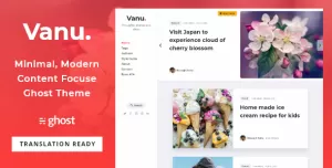 Vanu - Minimal Multipurpose Content Focused Ghost Blog Theme