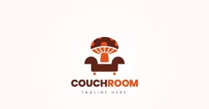Vegetable Restaurant Free Logo Vector Mushroom Sofa Icon Design Concept