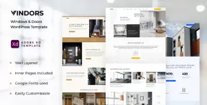 Vindors - Doors and Windows Company Services Website Adobe XD Template