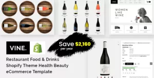 Vine - Restaurant Food & Drinks Shopify Theme Health Beauty eCommerce Template