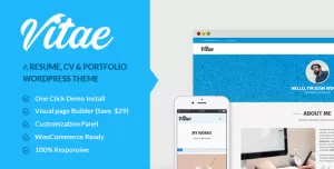 Vitae: Resume, CV & Portfolio  Personal WordPress Theme with Shop