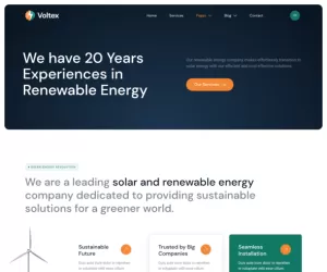 Voltex – Solar Panels & Renewable Energy Company Elementor Template Kit