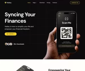 Walley - Fintech Startup Mobile App Elementor Template Kit