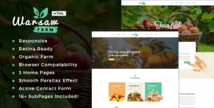 Warsaw - Organic Food, Agriculture, Farm Services and Beauty Products HTML Template