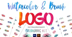 Watercolor and Brush Logos Branding Kit - TemplateMonster