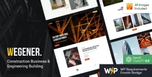 Wegener  Construction Business & Engineering Building WordPress Theme