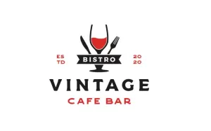 Wijnglas Lepel Vork Mes Restaurant Vintage Retro Bar Bistro Logo Design