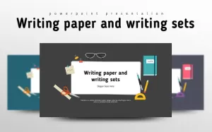 Writing paper and Writing Sets PowerPoint template