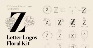 Z Letter Floral Handmade Logos kit