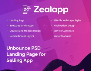 Zealapp Landing Page PSD Template